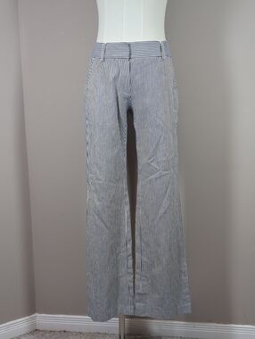 Sandra Angelozzi Striped Navy and White Low Rose Flare Pants Cotton